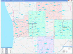 Grand Rapids-Wyoming Metro Area Wall Map Color Cast Style 2024